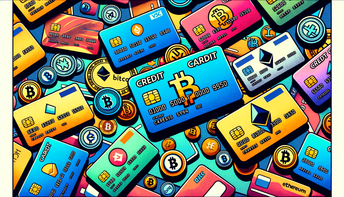 modern 3d pop art illustration of Credit Cards and Crypto