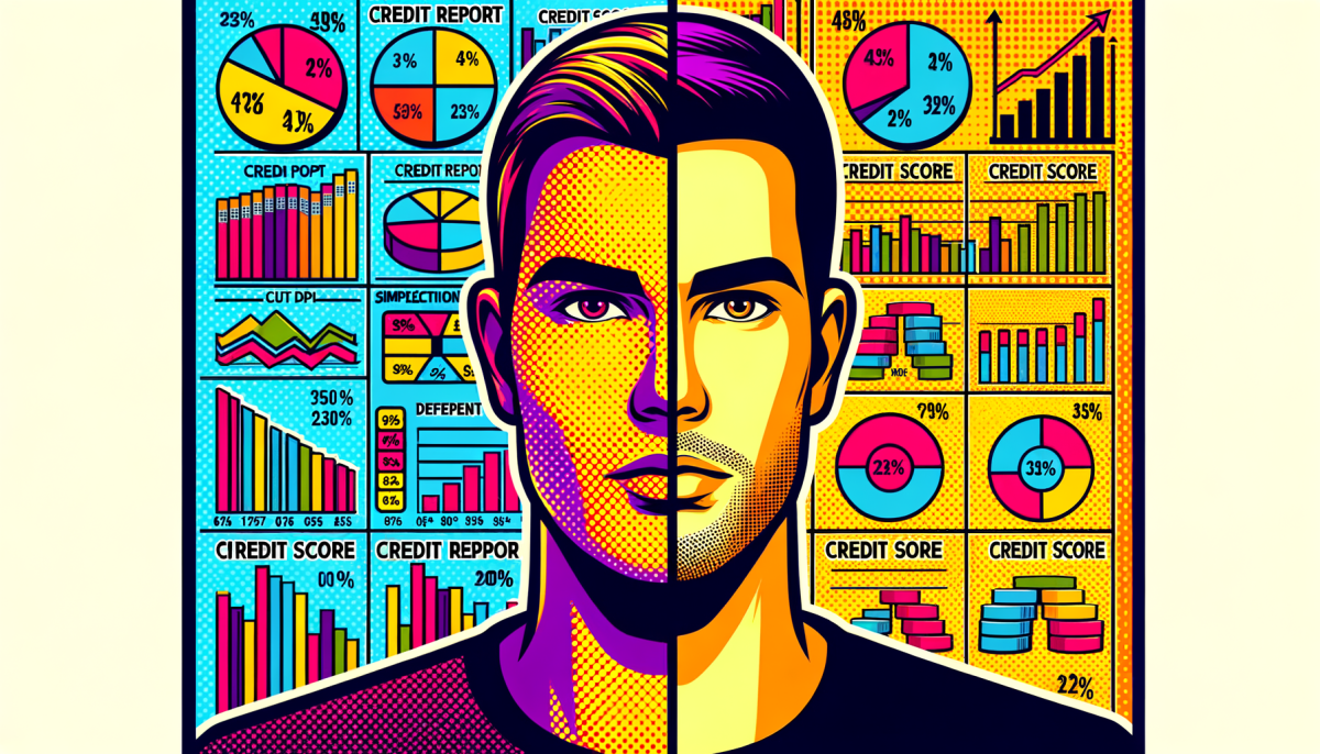pop art illustration comparing credit reports and credit scores