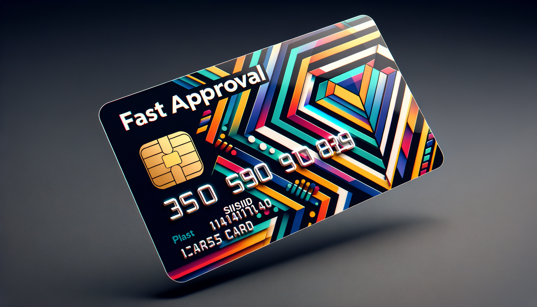 A professional looking Fast Approval Credit Card on a solid color background